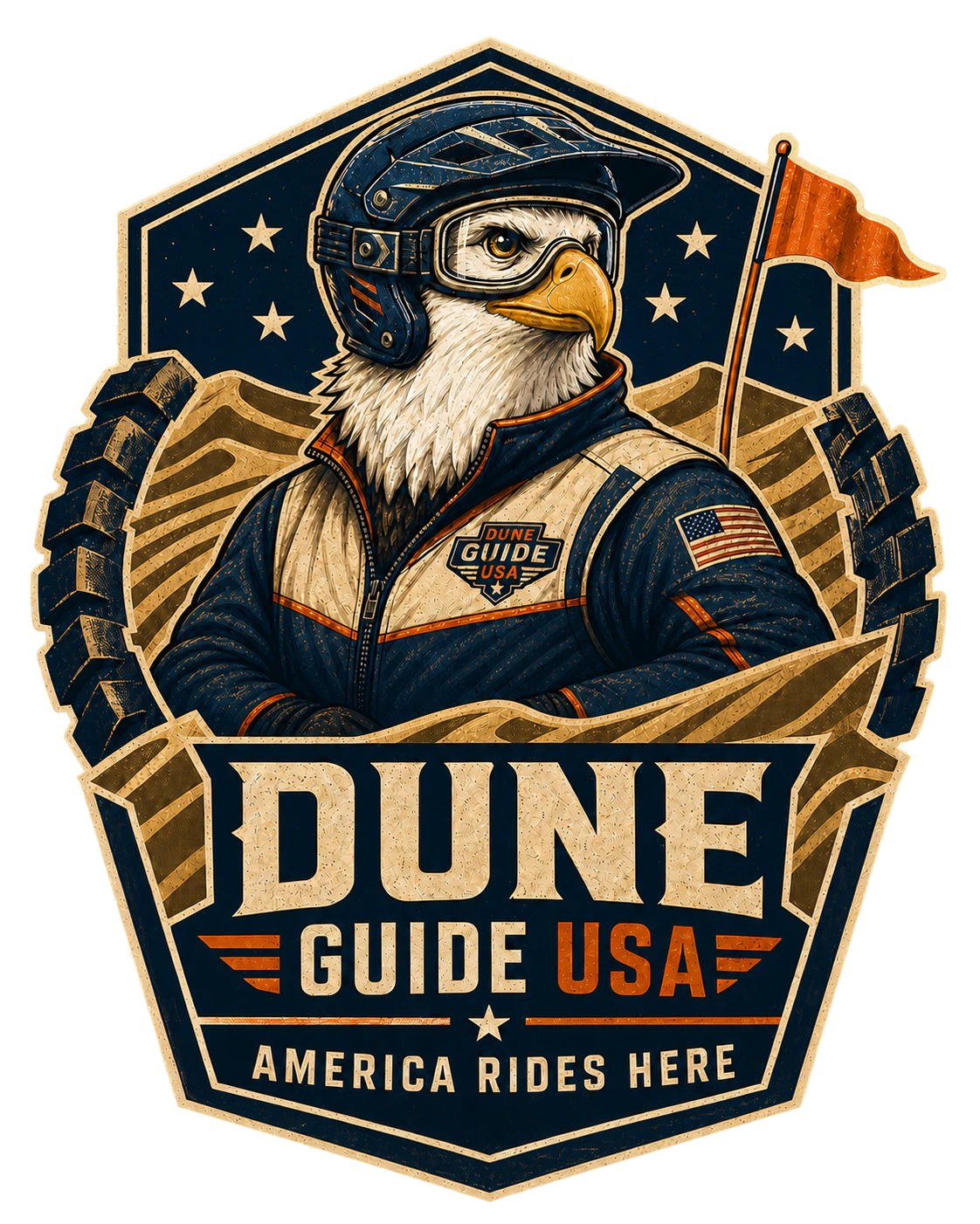 Atlas inside the Dune Guide USA America Rides Here crest
